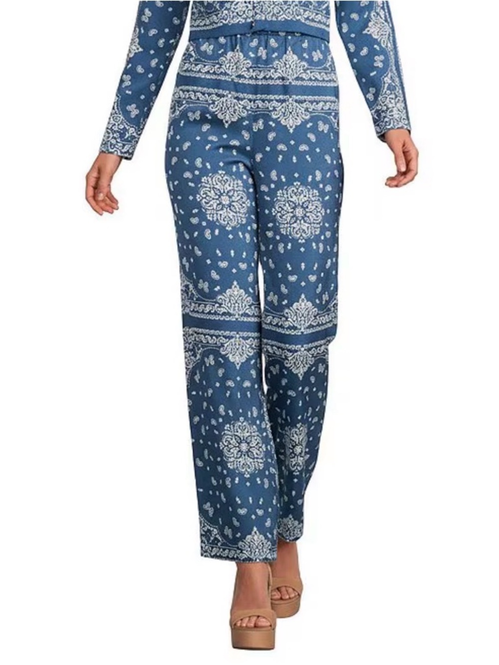Gianni Bini Blue Paisley Wide Leg Lounge Pants